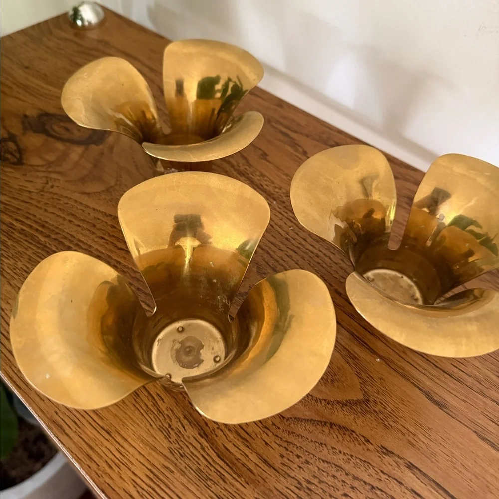 3 Stackable Brass IKEA design STILLHET Tealight/Votive Holders 3